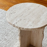 Nodic Design taille personnalisée petit café Table d'appoint moderne bord brut travertin Unique table basse moderne personnalisable
