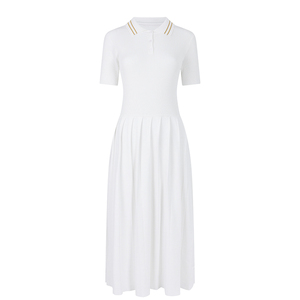 Elegante abito estivo Casual da donna con colletto a Polo da donna a manica corta svasata aderente abito a trapezio - Product Image 1