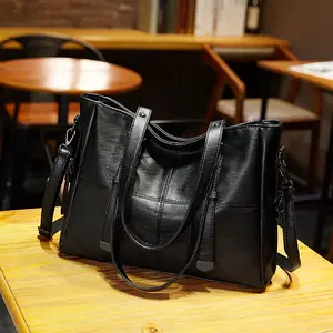 2024 européen et américain luxe femmes unique épaule en cuir noir fourre-tout sacs à main grande capacité dames Unique sac à main ensemble