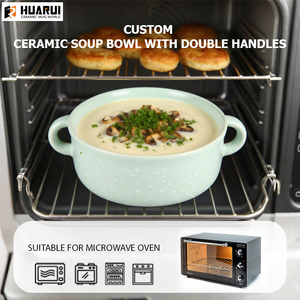 ชามเซรามิกใส่ก๋วยเตี๋ยวหัวหอมแบบฝรั่งเศสพร้อมที่จับคู่เป็นมิตรกับสิ่งแวดล้อมไมโครเวฟสีขาวออกแบบได้ตามที่ต้องการ - Product Image 3