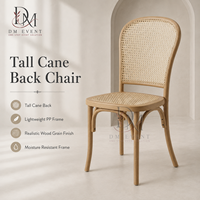 Chaise de salle à manger en PP imitation cannage à grain de bois naturel pour mariages, banquets et événements hôteliers, sièges commerciaux en gros