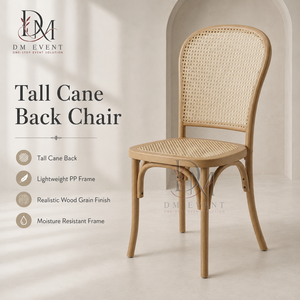 Chaise de salle à manger en PP imitation cannage à grain de bois naturel pour mariages, banquets et événements hôteliers, sièges commerciaux en gros - Product Image 1