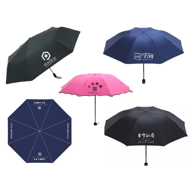 Exquisite Unisex Sun and Rain dual-use UV sunscreen custom three fold manual umbrella with logo