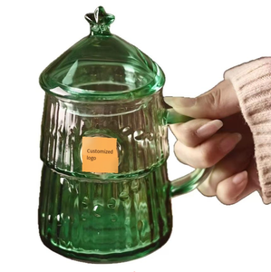 Tazza in Vetro Borosilicato Creativa per Natale, Simpatica Tazza con Coperchio per Bere, Regalo Natalizio, Uso Quotidiano Domestico - Product Image 1