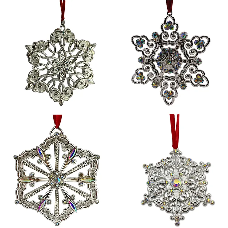 Christmas Directly Supplier Christmas Tree Decoration Ornaments 3D Metal Snowflake Christmas Ornament