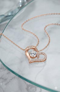 Adornos Románticos para el Cuello con Forma de Corazón en Dos Tonos, Collares de Clavícula de Plata de Ley con Acabado en Oro Rosa Incrustados con Brillantes - Product Image 5