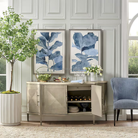 Buffet moderne de luxe haut de gamme à 4 portes, armoire de rangement incurvée couleur champagne, table console pour salon et salle à manger