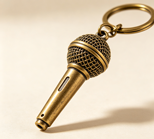 Vintage Metal Microphone Keychain Handmade <b>Key</b> <b>Ring</b> Pendant for Concert Gift <b>Bag</b> Charm - Product Image 4