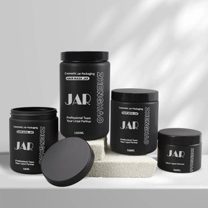 Wholesale 300ml 500ml 600ml 1000ml HDPE Black Matte Soft Touch <strong>Plastic</strong> <strong>Jar</strong> for Hair Cream Body Butter Scrub Protein Powder - Product Image 2