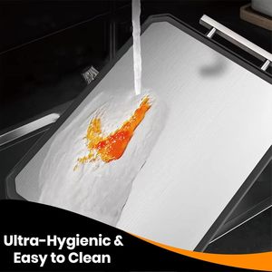 Grande planche à découper double face en acier inoxydable 304 avec TPE+PP, compatible lave-vaisselle, épaisseur 2,0 cm et poignée pour usage en cuisine - Product Image 3