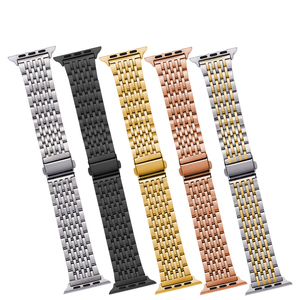 Correa de acero inoxidable Upro de 9 eslabones para Apple Watch Series 11 10 9 8, brazalete metálico de 9 filas con cierre desplegable - Product Image 1