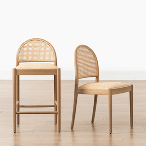 Modern Mid-Century estilo madeira maciça Rattan jantar cadeira para Home Offices Hotéis Apartamentos para jantar e café - Product Image 3