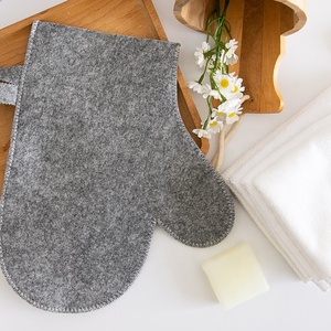Accessoires de sauna thermique épaissi gant de laine de gommage à la main SPA gant de bain exfoliant de sauna en <span class=keywords><strong>feutre</strong></span> de laine naturelle - Product Image 5