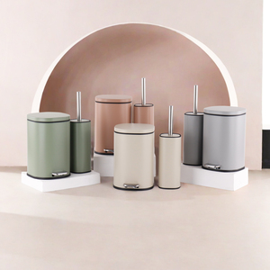 Poubelle à pédale et brosse de toilette en acier inoxydable 5L ensemble coloré de poubelle de salle de bain 5L - Product Image 1