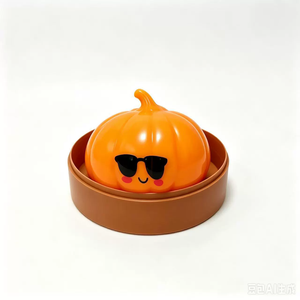 Jouet à presser en forme de chignon citrouille avec lunettes de soleil - Chignon citrouille orange avec conception à rebond lent et élastique - Product Image 3