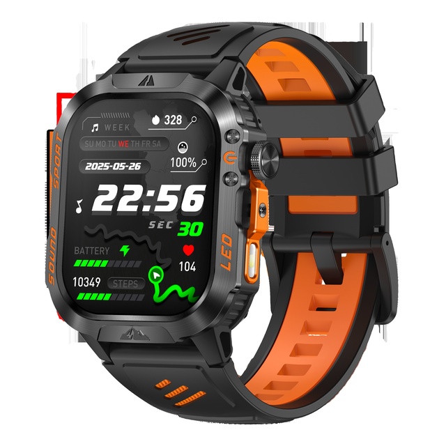 HT46 Outdoor Smart Watch 1200mAh Big Battery 2.01 Inch Curved Display Wireless Calling IP68 Waterproof Rugged Wearable