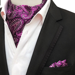 Người Đàn Ông Cổ Điển Paisley Lụa Mô Hình Ascot Và Túi Vuông Quý Ông Phù Hợp Với Đám Cưới Chính Thức Cravat Ascot Khăn Tay Set - Product Image 5