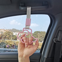 Sangle de poignée colorée en plastique imprimée UV, motif fleur cœur, style JDM Racing, pour train, bus, voiture, avec breloque de drift et sangle de remorquage