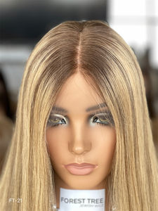 Pelucas de cabello humano Kosher con parte superior de encaje Europeo de 18 pulgadas, capa súper ligera, Rubio, estilo judío, recto, certificación de rabino transparente - Product Image 2