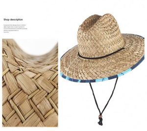 CXY-Wholesale Custom Promotional Unisex Sun <b>Wide</b> Brim Woven Uv Sun Fitted Fishing Straw Lifeguard Hat for Men With Custom logo - Product Image 4