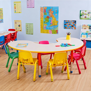 Meubles de crèche, ensemble scolaire préscolaire, tables en forme de lune pour enfants, ensemble de meubles de maternelle, mobilier de salle de classe pour enfants - Product Image 2
