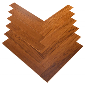 ไม้สักปาร์เก้สำเร็จรูปเคลือบยูวีพื้นไม้ก้างปลาสำหรับตกแต่งเชิงพาณิชย์และที่อยู่อาศัยไม้เนื้อแข็งพื้นแบบวิศวกรรม - Product Image 1