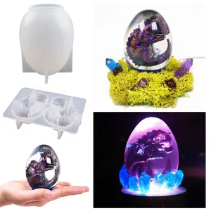 Forma de Ovo Molde de Resina de Cristal DIY Ovo de Dragão Noite Luz Molde de Silicone