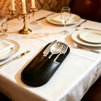 Sac de rangement pour couverts en cuir PU, sac pour fourchettes, couteaux et ustensiles de restaurant, étui pour couverts de camping