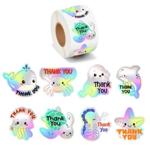 Etiquetas Adhesivas Transparentes de Agradecimiento con Lámina Dorada, Resistentes al Agua, en Rollo, para Decoración de Empaques de Regalos, Venta Caliente ODM - Product Image 1
