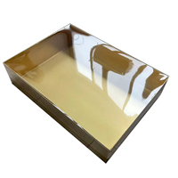 En stock, Boîte alimentaire pliable en carton blanc avec couvercle transparent, grande boîte à gâteaux, boîte à friandises, boîte à gâteaux glacés, boîte à biscuits fraise-chocolat, dorée