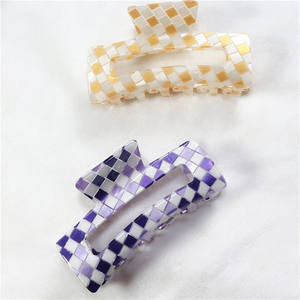 กิ๊บหนีบผม PVC อะซิเตท,ที่หนีบผมประดับตารางหมากรุกยอดนิยม - Product Image 4