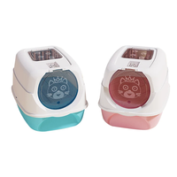 Litière pour chat entièrement personnalisée, semi-fermée, avec porte élévatrice, anti-poussière, capacité 65L, facile à nettoyer, en PP, accessoire pour animaux de compagnie YiWu