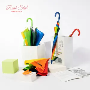 RST-sombrilla de arcoíris para niños, parasol de tela colorida con estampado de logotipo, ideal para la lluvia y el sol, fabricante de China