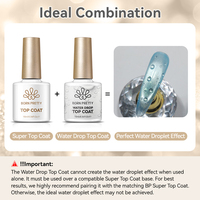 BORN PRETTY Top Coat Gel Effet Gouttes d'Eau Vernis à Ongles Marque Privée Sans Résidu Haute Brillance Transparent Effet 3D Stéréo Gouttelettes d'Eau
