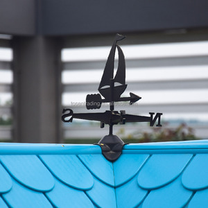 Casita de juegos al aire libre con techo azul, toldo, ventana de plástico y banco - Cabaña infantil para el patio trasero para juegos imaginativos - Product Image 4