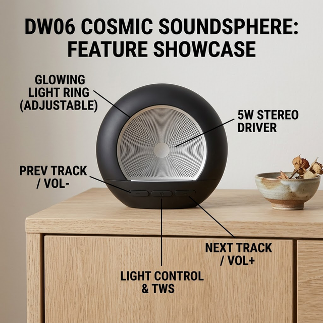Decor DW06 Wireless Speaker, 5.0 Portable Sound Box, DC Power Supported for Bedroom Party Decoration