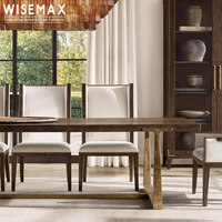 WISEMAX FURNITURE Mobilier de maison américain rétro Ensemble de chaises de table de salle à manger rectangulaire en bois de chêne naturel 8 places pour restaurant