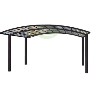Abri de Voiture Moderne à 4 <span class=keywords><strong>Poteaux</strong></span> avec Toit en Polycarbonate et Structure Métallique - Product Image 1