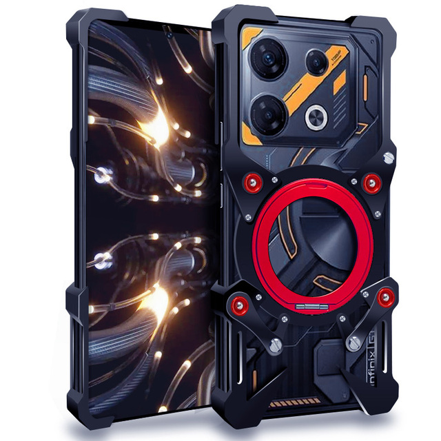 New Fashionable Hollow Metal Mobile Phone Case Cover with Stand Protective Back Cover Case for Infinix GT 10Pro 20Pro 30 30Pro