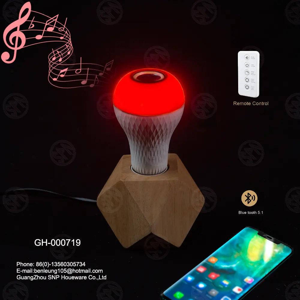 Lâmpada LED RGB musical com alto-falante Bt com controle remoto inteligente de fábrica por atacado