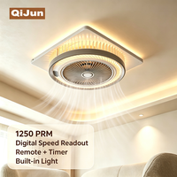 Lampu LED Putih Hangat 14 Inci 600x600 Kipas Kotak Plafon Elektrik Motor AC dengan Remote Control dan Timer untuk Penggunaan Rumah Tangga