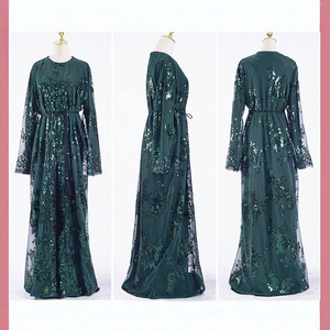 MuslimDress Embroidery Sequins Middle East Abayas <strong>Turkey</strong> Kaftan Islamic Clothing Femme Arabic Vestido Conservative Formal <strong>Attire</strong> - Product Image 4