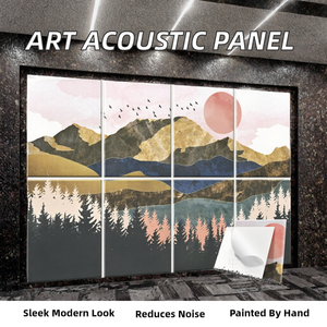 Peinture sur toile murale absorbant le son, design moderne peint à la main, pour la maison, l'hôtel, le bureau, utilisant des panneaux acoustiques en polyester - Product Image 2