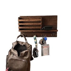 Porta Posta e Organizzatore per Ingresso con 4 Doppi Ganci Portachiavi, Montaggio a <span class=keywords><strong>Parete</strong></span> <span class=keywords><strong>in</strong></span> <span class=keywords><strong>Legno</strong></span> - Product Image 4