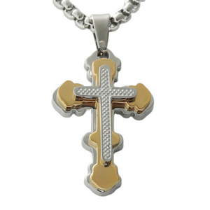 yunnique <b>Titanium</b> Steel Cross Pendant Necklace Men's Stainless Steel Geometric Design Punk Retro Style Fashion Jewelry - Product Image 1