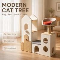 Arbre d'activités pour chat avec griffoir, coussin moelleux pour jouer, se reposer et se cacher