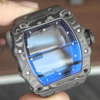 Dernière Version 3502 Montre Mécanique pour Homme avec Boîtier en Fibre de Carbone, Mouvement Creux, Boîte Incluse, Loisirs et Divertissement