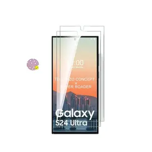 Pelindung layar ponsel untuk Samsung Galaxy S24 S23 Plus S22 S21 kaca pelindung Buka kunci sidik jari film S24 ultra