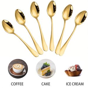 Cuillères à café et à thé en acier inoxydable en gros, mini-cuillères à dessert au design moderne, ensembles de cuillères à glace pour restaurants et mariages - Product Image 1