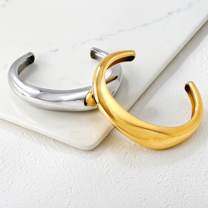 Geometric Open <b>Bangle</b> Gold Stainless Steel Women's Party Jewelry Fashion <b>Bracelet</b> - Product Image 4